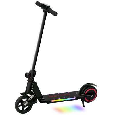  Trottinette &eacute;lectrique pliable LED 150W max. 14 Km/h enfant 6-14 ans double frein b&eacute;quille alu noir