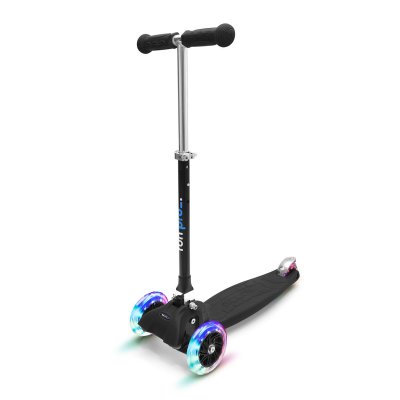 Trottinette - ONE - pour enfants de 3 &agrave; 6 ans - roues avec LED - pliable - Noir