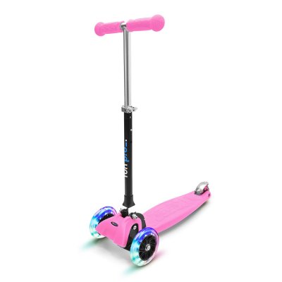 Trottinette - ONE - pour enfants de 3 &agrave; 6 ans - roues avec LED - pliable - rose 
