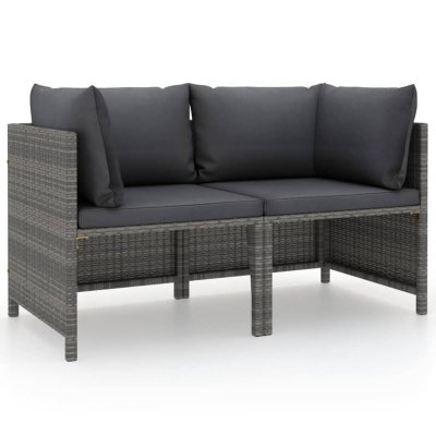 VIDAXL Tuinbank 2-zits met kussens poly rattan grijs313498