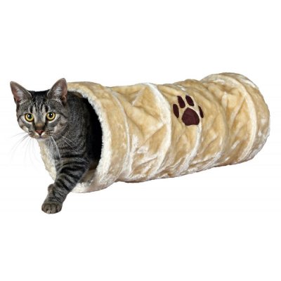 TRIXIE Tunnel de jeu, peluche beige &oslash; 22 &times; 60 cm - Chat