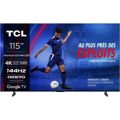 TCL TV LED  115X955 Max QD Mini-LED Dolby Vision & Atmos Onkyo 6.2.2 144Hz 4K 292cm 2024