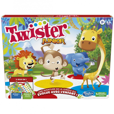 Twister Junior, tapis r&eacute;versible aventure de la jungle, 2 jeux en 1