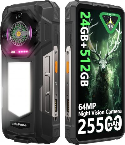 ULEFONE  Armor 33 T&eacute;l&eacute;phone Portable Incassable 24Go+512Go 25500mAh 6,95"" FHD+ NFC Noir