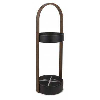 UMBRA  - Porte parapluies bois et m&eacute;tal Hub Noir/Noyer