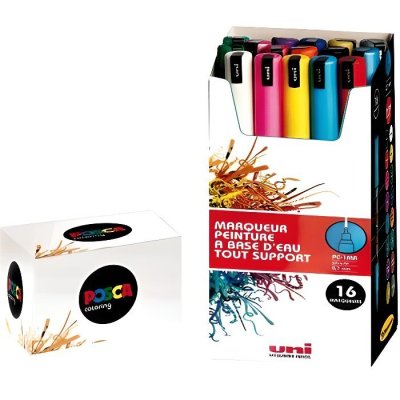POSCA Uni-ball  Bo&icirc;te de 16 Marqueurs pointe calibr&eacute;e extra-fine