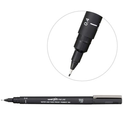UNI BALL Uni-Ball Stylo-feutre - Noir - Uni Pin - Pointe Fine 0.4 Mm - Uni-ball