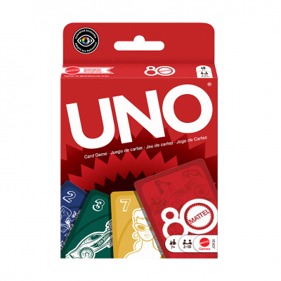 Uno Jeu de cartes &eacute;dition 80 ans - Rouge rubis