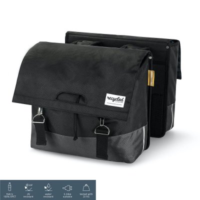 URBAN PROOF  double sacoche 40 litres en poly&eacute;thyl&egrave;ne noir/gris