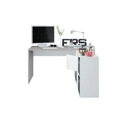 Usinestreet Bureau MARION avec caissons multipositions - Blanc / B&eacute;ton