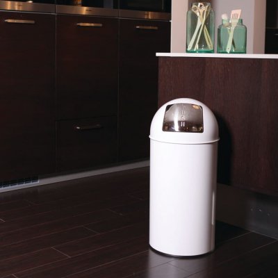 EKO V-Part Pushcan Poubelle &agrave; p&eacute;dale Blanc 40&nbsp;litres