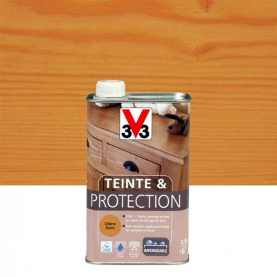 V33  101687 Teinte et Protection Meubles et Boiseries, Ch&ecirc;ne Dor&eacute; 0,5L
