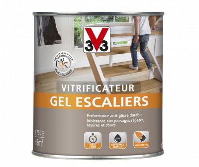 V33  - Vitrificateur Gel escaliers Incolore Satin 0,75L - Incolore