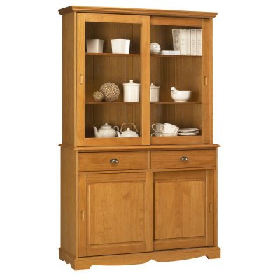 Vaisselier Pin Miel 4 Portes Coulissantes - marron