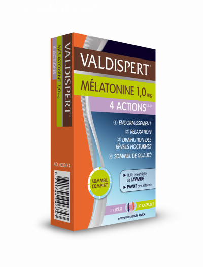 VALDISPERT  M&eacute;latonine 1 Mg "" 4 Actions "" Boite De 30 Capsules