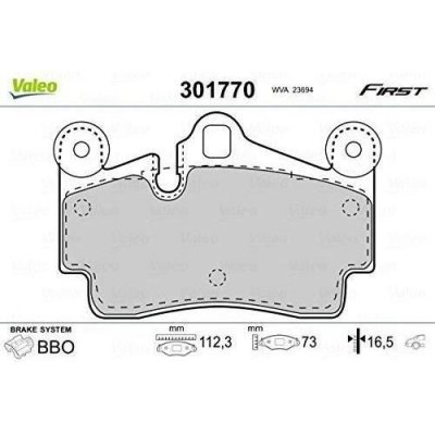 VALEO  Jeu de plaquettes de frein arri&egrave;re 301770