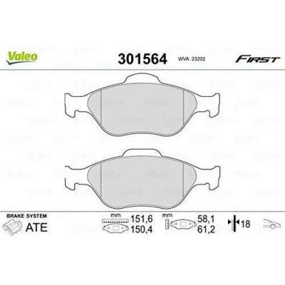 VALEO  Jeu de plaquettes de frein avant 301564