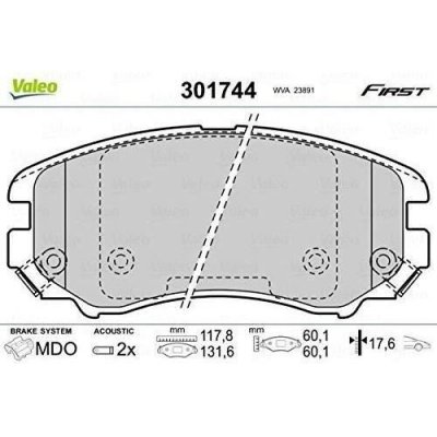 VALEO  Jeu de plaquettes de frein avant 301744
