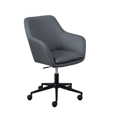 Valka - Fauteuil de Bureau sur Roulettes Tissu Gris