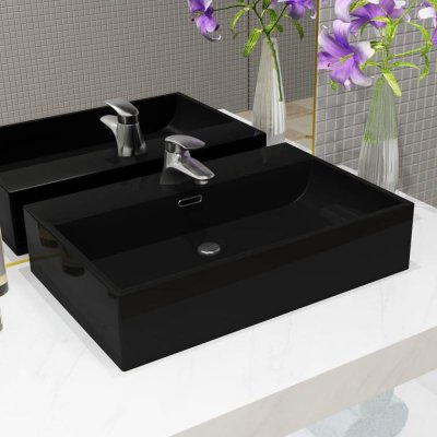 Vasque de salle de bains rectangulaire noire 60 x 42 x 14 cm Vida XL