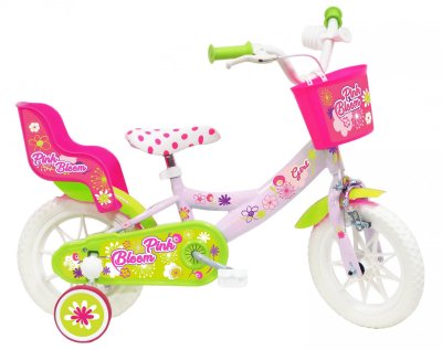  Velo 12 fille pink bloom pour enfant de 3 a 5 ans avec stabilisateurs a molettes