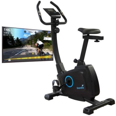 SKANDIKA V&eacute;lo d'appartement connect&eacute; Bragi - 8 niveaux de r&eacute;sistance - Inertie 7 kg 