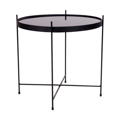 Venezia - Table basse en verre et m&eacute;tal &oslash;48xh48cm - Couleur - Noir