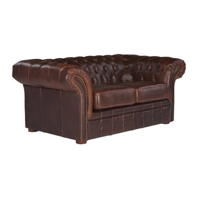 VENTE UNIQUE Vente-unique Canap&eacute; 2 places chesterfield CLOTAIRE 100% cuir vieilli