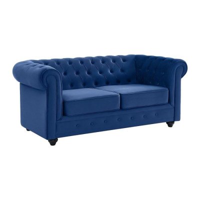 VENTE UNIQUE Vente-unique - Canap&eacute; 2 Places Chesterfield - Velours Bleu Roi