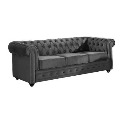 VENTE UNIQUE Vente-unique Canap&eacute; 3 places CHESTERFIELD - Velours anthracite