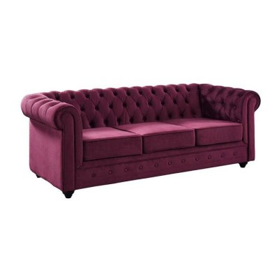 VENTE UNIQUE Vente-Unique Canap&eacute; 3 places CHESTERFIELD - Velours pourpre