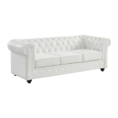 VENTE UNIQUE Vente-unique Canap&eacute; 3 places en cuir de buffle CHESTERFIELD - Blanc