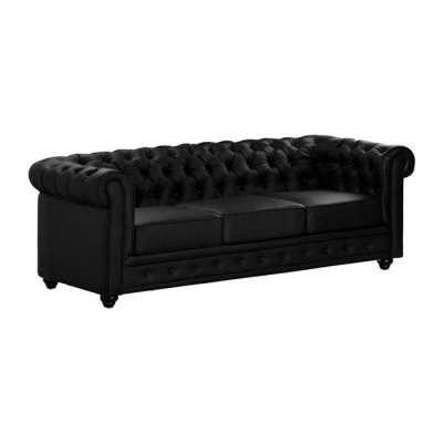 VENTE UNIQUE Vente-unique Canap&eacute; 3 places en simili CHESTERFIELD - Noir