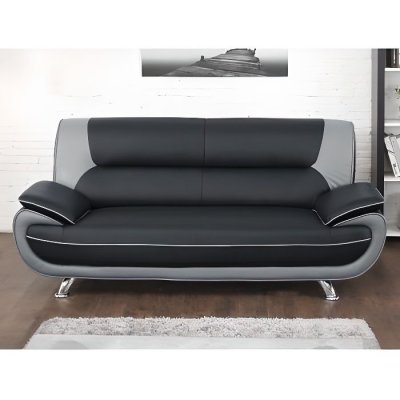 VENTE UNIQUE Vente-unique Canap&eacute; 3 places en simili NIGEL - Bicolore noir et gris