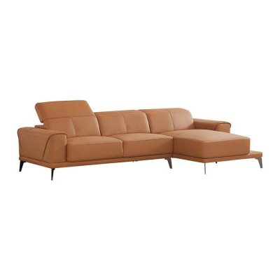 VENTE UNIQUE Vente-unique Canap&eacute; d'angle droit en cuir de buffle camel ANDOR