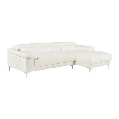 VENTE UNIQUE Vente-unique Canap&eacute; d'angle en cuir SOLANGE - Blanc - Angle droit