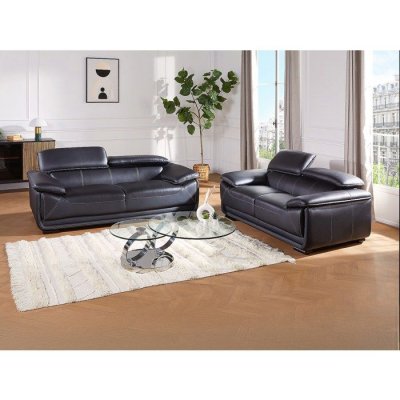 VENTE UNIQUE Vente-unique Canap&eacute;s 3 Places et 2 Places en Cuir MACELO - Noir