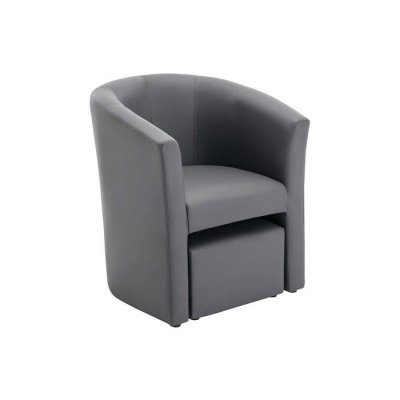 VENTE UNIQUE Vente-unique - Fauteuil Cabriolet et Pouf en Simili Gris Jovana