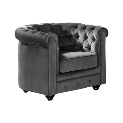 VENTE UNIQUE Vente-unique Fauteuil Chesterfield - Velours Anthracite