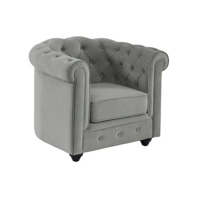 VENTE UNIQUE Vente-unique - Fauteuil Chesterfield - Velours Gris Clair