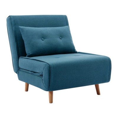 VENTE UNIQUE Vente-unique - Fauteuil Convertible en Tissu Bleu URIBIA