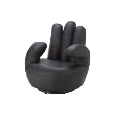 VENTE UNIQUE Vente-unique Fauteuil main pivotant CATCHY en simili - Noir