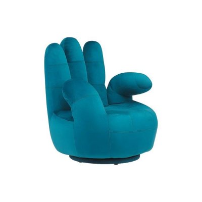 VENTE UNIQUE Vente-unique Fauteuil main pivotant CATCHY en velours - Bleu canard
