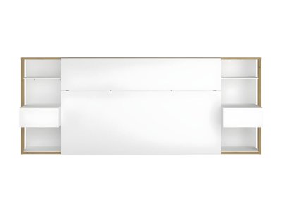 PARISOT Vente-unique T&ecirc;te de lit avec chevets MISTA - 160 cm - Blanc et ch&ecirc;ne
