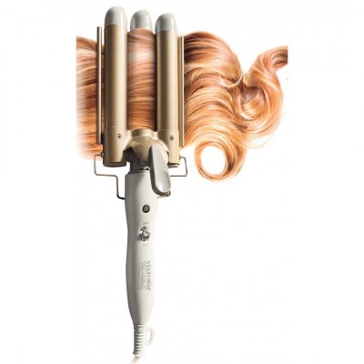 VENTEO  - Fer &agrave; boucler 3 t&ecirc;tes - VELFORM TRI WAVE CURL - Blanc - Adulte - Chauffe rapidement
