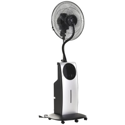 HOMCOM Ventilateur brumisateur sur roulettes 90 W programmable oscillant avec t&eacute;l&eacute;commande noir