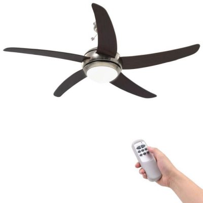 Ventilateur de plafond orn&eacute; avec lampe 128 cm Marron