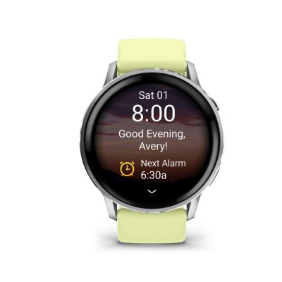 GARMIN Venu 4 gris et silver - bracelet silicone jaune citron - 45mm