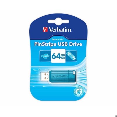 VERBATIM  USB DRIVE 2.0 PINSTRIPE Cl&eacute; USB 64 GB bleu 49961 USB 2.0