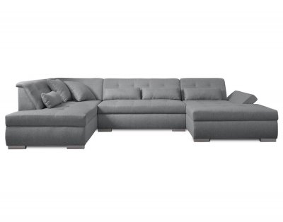 LISA DESIGN Vermont - Canap&eacute; d'angle panoramique en U - XXL - Gauche - Gris clair